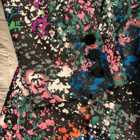 Rachel Roy double breasted zip pleated trench coat splatter print M - Picture 10 of 11